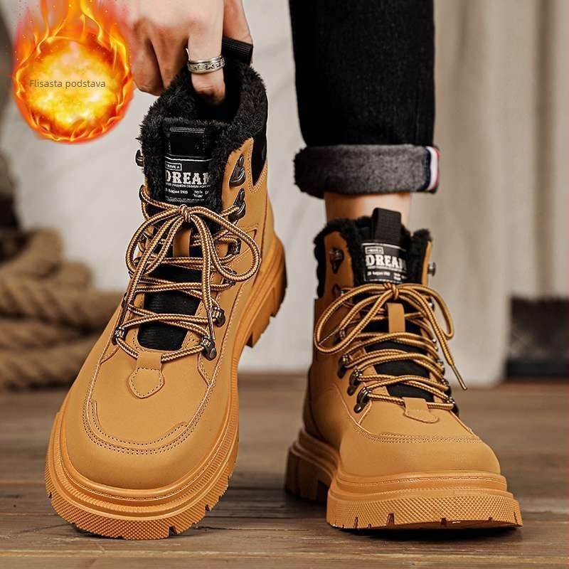 Muške PU kožne čizme visoke, vodootporne, protuklizne, za planinarenje