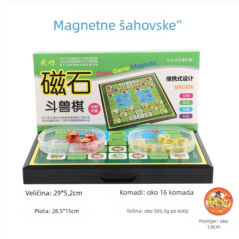 Magnetni višestruki skup igara za šah i društvene igre: šah, kineski šah, Go, dama i Gomoku; materijal PP; edukativno.