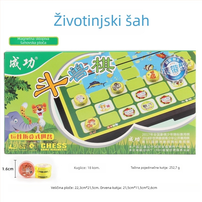 Magnetni višestruki skup igara za šah i društvene igre: šah, kineski šah, Go, dama i Gomoku; materijal PP; edukativno.