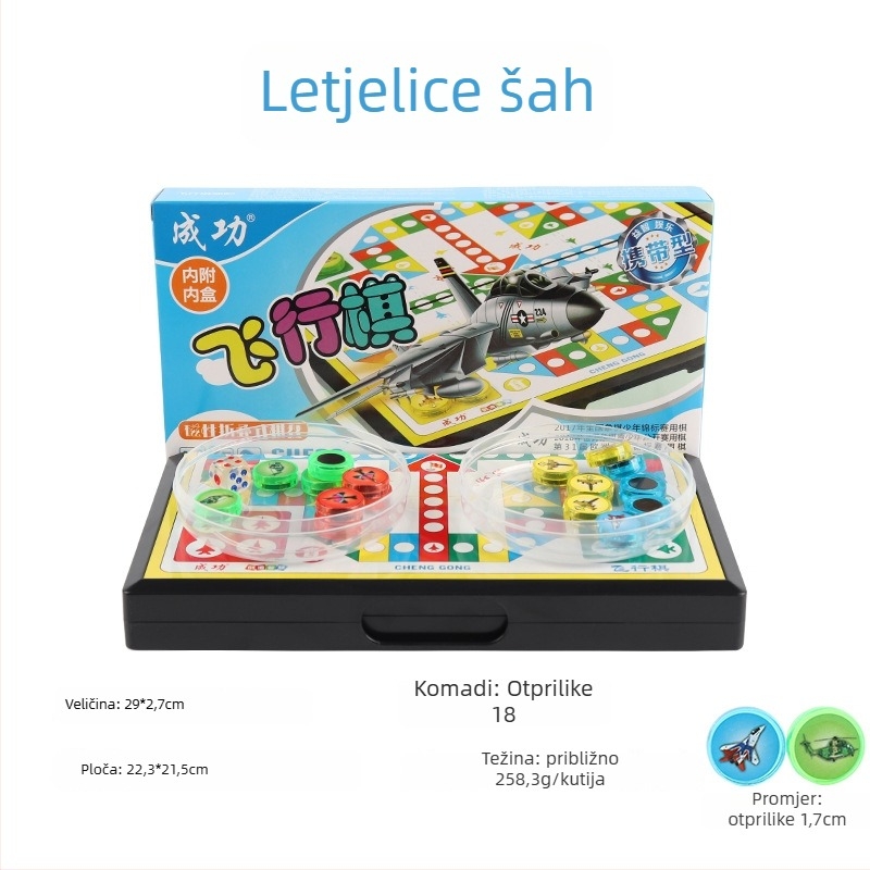 Magnetni višestruki skup igara za šah i društvene igre: šah, kineski šah, Go, dama i Gomoku; materijal PP; edukativno.