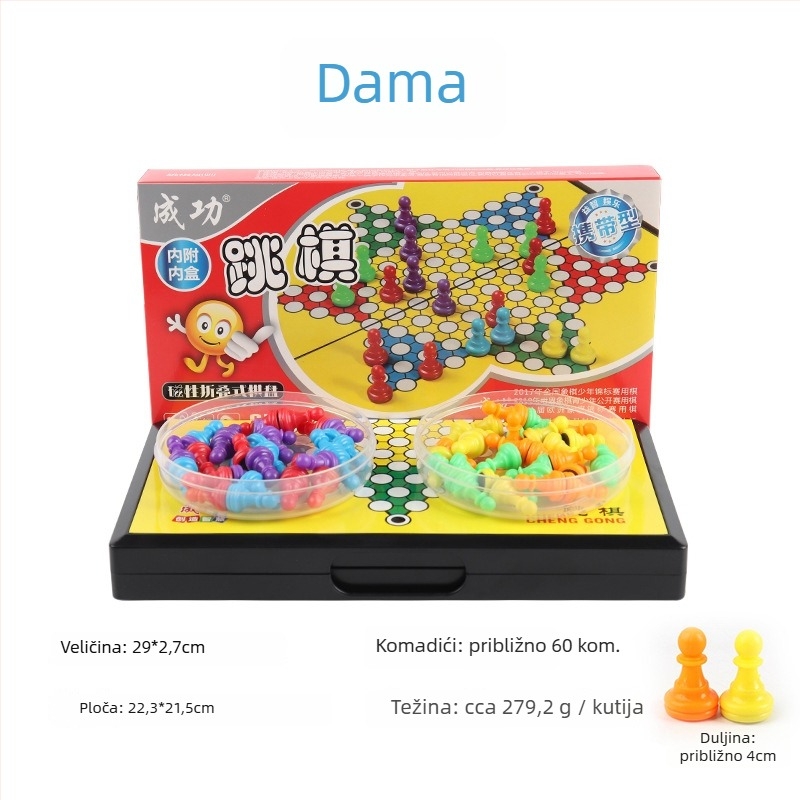 Magnetni višestruki skup igara za šah i društvene igre: šah, kineski šah, Go, dama i Gomoku; materijal PP; edukativno.