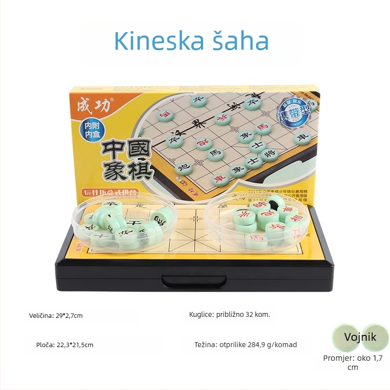 Magnetni višestruki skup igara za šah i društvene igre: šah, kineski šah, Go, dama i Gomoku; materijal PP; edukativno.