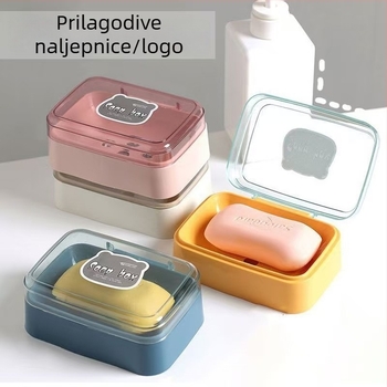 Kutija za sapun od prozirnog plastika, s poklopcem i odvodom