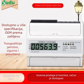 Trofazni elektrometar za DIN šinu, 380V, četiri vodovi, digitalni mjerni uređaj energije