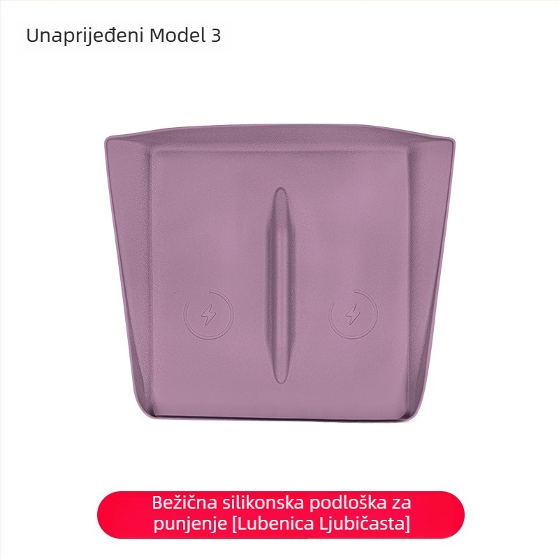 Silikonska podloška za bežično punjenje u središnjoj konzoli Tesla Model Y/Model 3 – protuklizna, dekorativna naljepnica