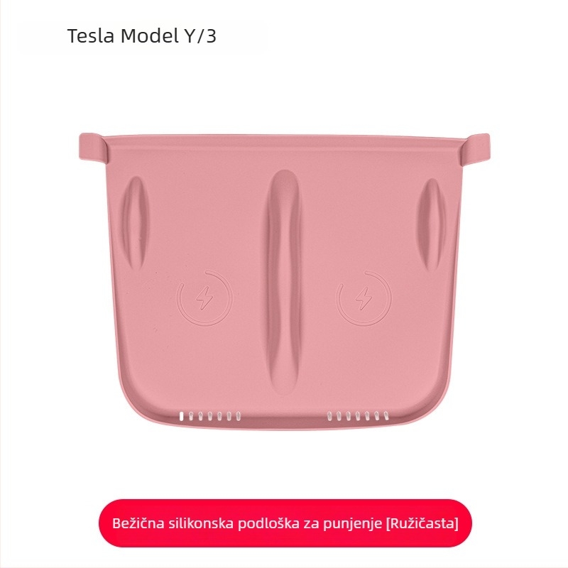 Silikonska podloška za bežično punjenje u središnjoj konzoli Tesla Model Y/Model 3 – protuklizna, dekorativna naljepnica