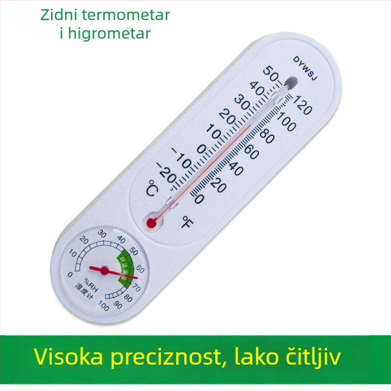 Okrogli digitalni higrometar i termometar za unutarnju upotrebu, zidni, dvostruki mjerač temperature i vlage
