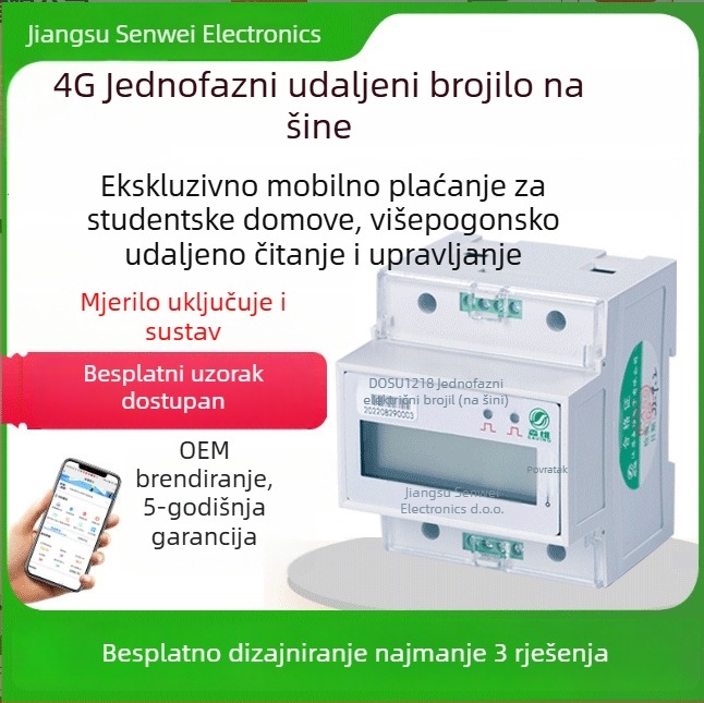 Školska namjena: jednofazno dvokružno pametno brojilo s prepoznavanjem štetnih opterećenja i nadzorom mjerenja, daljinsko upravljanje putem 4G/WiFi