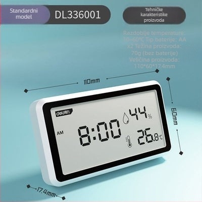 Digitalni mjerač temperature i vlage s digitalnim zaslonom, za unutarnju upotrebu, visoka preciznost, DL336001, marka Effective