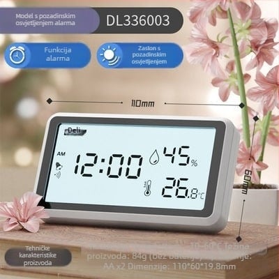 Digitalni mjerač temperature i vlage s digitalnim zaslonom, za unutarnju upotrebu, visoka preciznost, DL336001, marka Effective