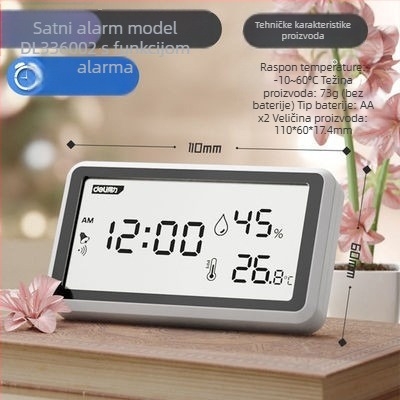 Digitalni mjerač temperature i vlage s digitalnim zaslonom, za unutarnju upotrebu, visoka preciznost, DL336001, marka Effective