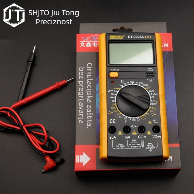 DT9205 Digitalni multimetar — Ručni, profesionalna uporaba (DC/AC napon, DC/AC struja, Zaslon s 1000 točaka, Automatsko isključivanje)