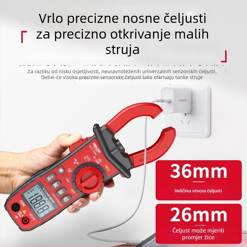 Delixi 1708A clamp meter – Potpuno automatsko mjerenje napona AC/DC