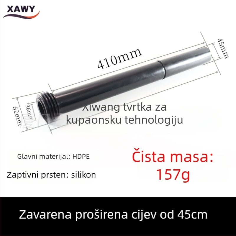 Set spojnih dijelova za skriveni spremnik vode i zidnu WC školjku – PVC, silikon, PE; za odvodnjavanje; oblikovan