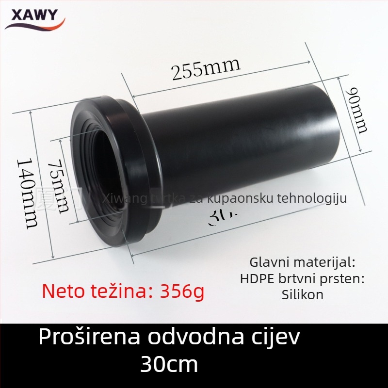 Set spojnih dijelova za skriveni spremnik vode i zidnu WC školjku – PVC, silikon, PE; za odvodnjavanje; oblikovan