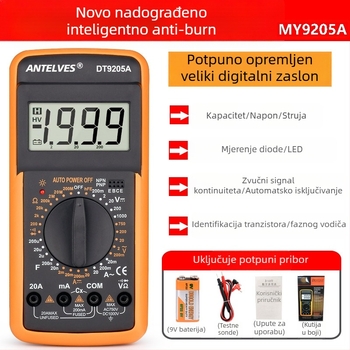9205A Digitalni multimetar s zaštitom od opeklina, visoka preciznost, za elektrikare i kućnu upotrebu, automatsko isključivanje