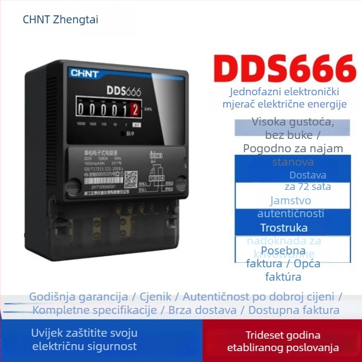 Chint DDS666 jednofazni električni mjerač za kućnu uporabu – pametni mjerač električne energije za najam stanova, elektronički mjerni uređaj energije