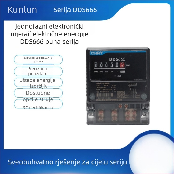 Chint DDS666 jednofazni električni mjerač za kućnu uporabu – pametni mjerač električne energije za najam stanova, elektronički mjerni uređaj energije