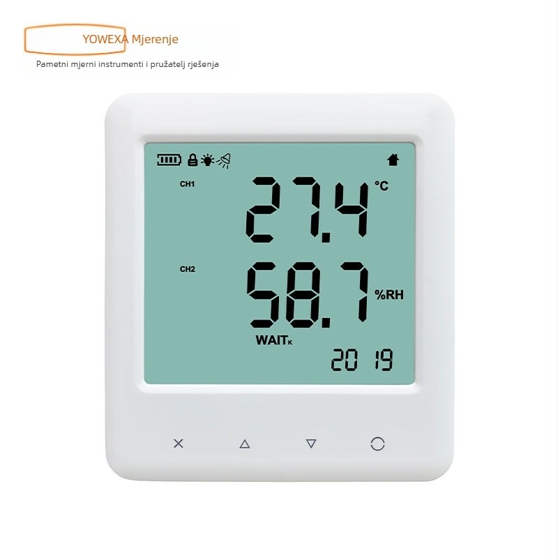 Termohigrometar Yem-20/20L s velikim digitalnim zaslonom za precizno unutarnje praćenje okoliša, uključujući mjerenje temperature i vlage; radi na 3 AAA baterije; pogodan za trgovačke centre, bolnice, restorane, škole i domove.