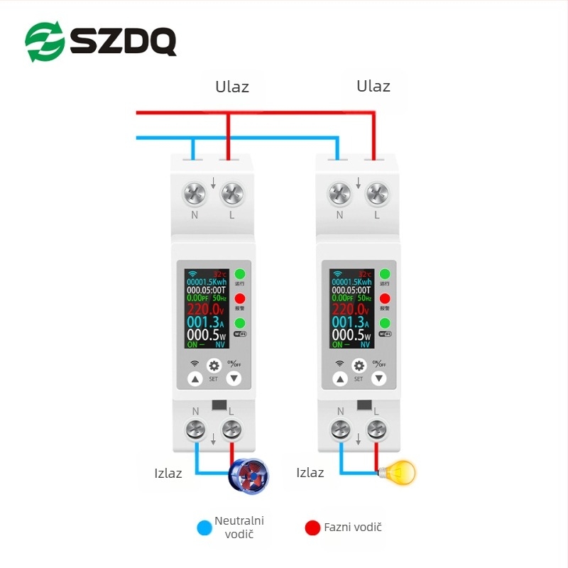 WiFi Tuya Pametni Digitalni Mjerenik Napona i Struje na DIN šinu s Daljinskim Upravljanjem putem Mobitela