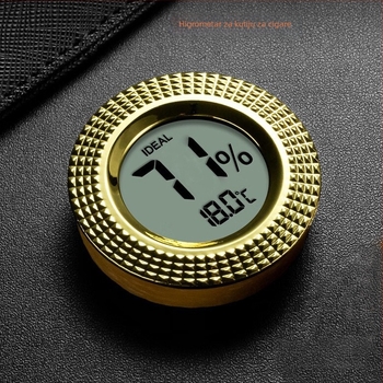 Ugrađeni termometar i higrometar s digitalnim zaslonom, metalna ploča za humidor cigara (CR2032 baterija)