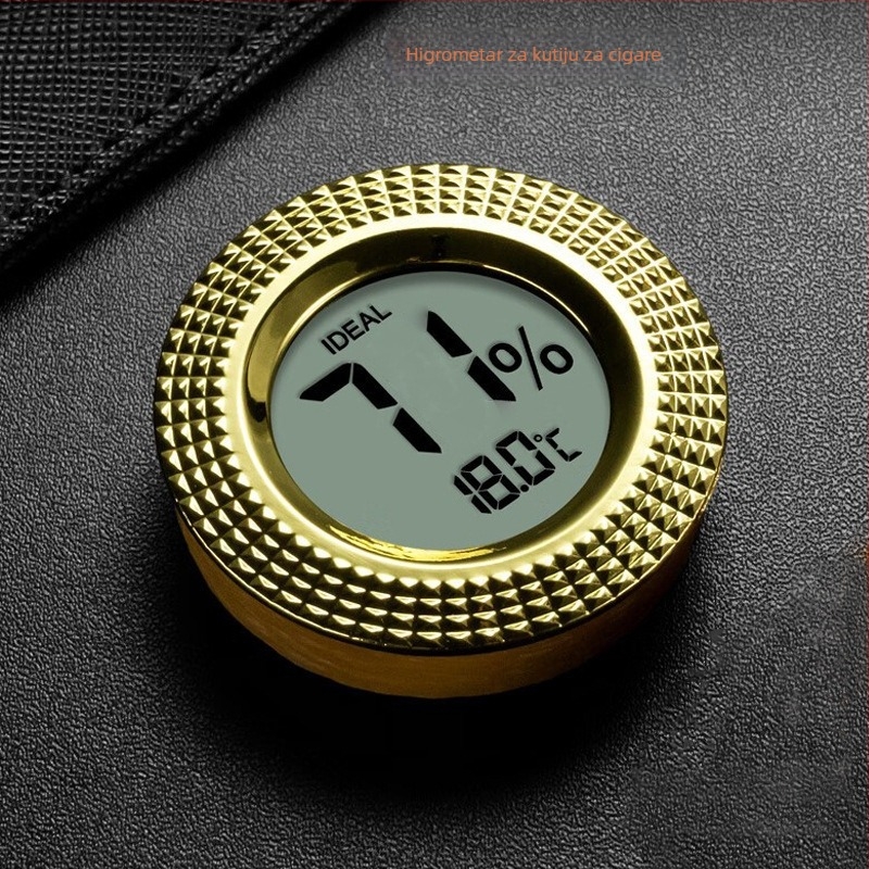 Ugrađeni termometar i higrometar s digitalnim zaslonom, metalna ploča za humidor cigara (CR2032 baterija)