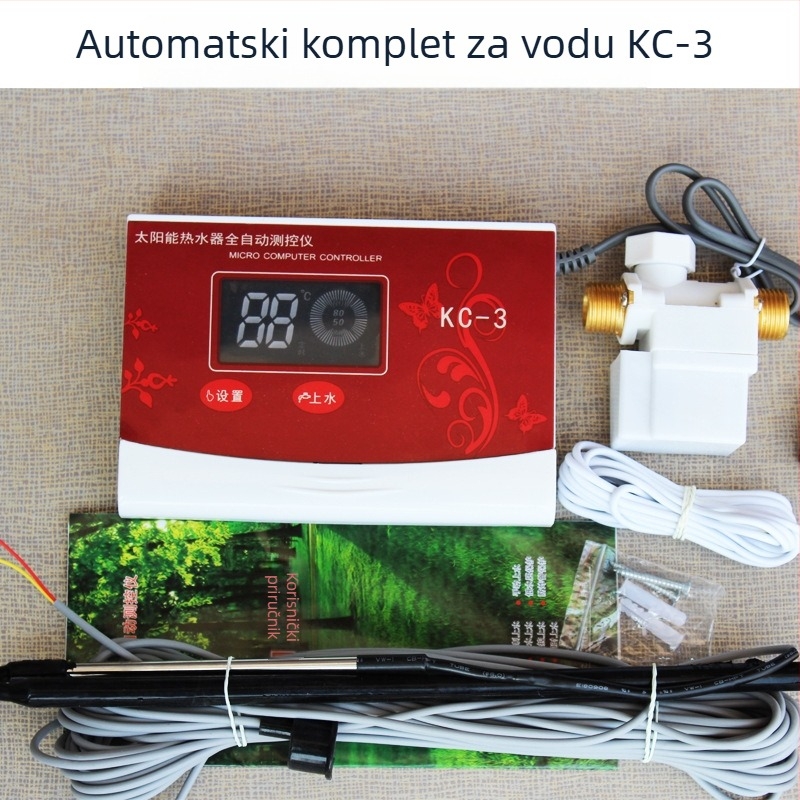 Kontroler solarnog bojlera s automatskim dopunjavanjem vode, LCD zaslon za temperaturu vode i razinu vode, model KC-3
