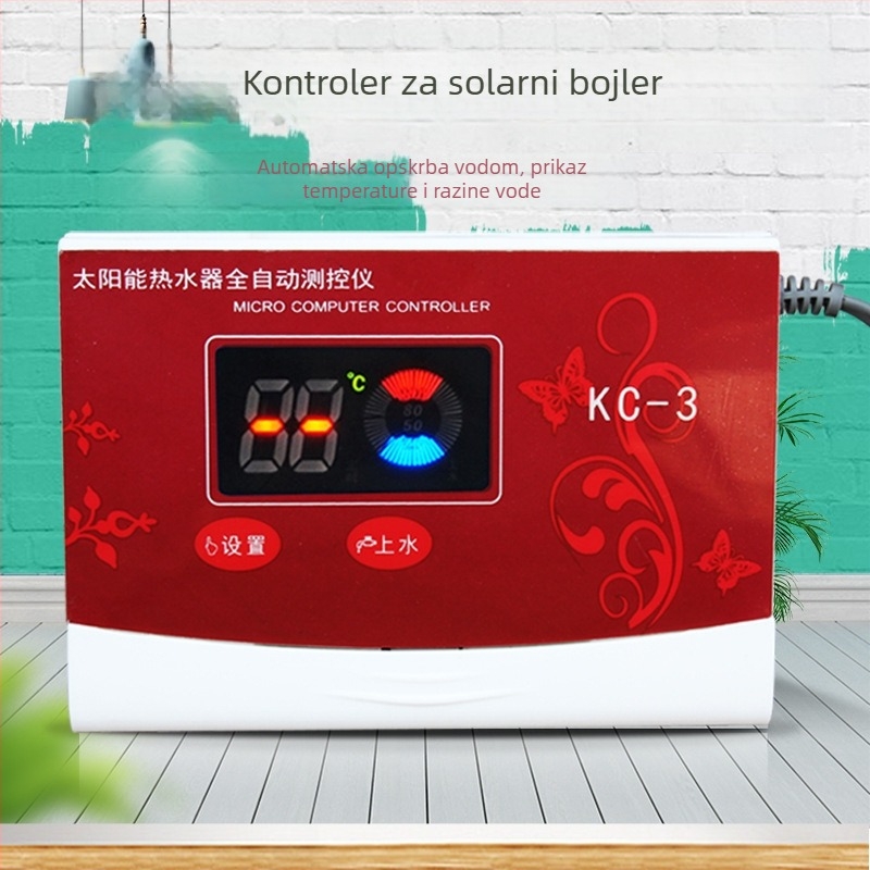 Kontroler solarnog bojlera s automatskim dopunjavanjem vode, LCD zaslon za temperaturu vode i razinu vode, model KC-3