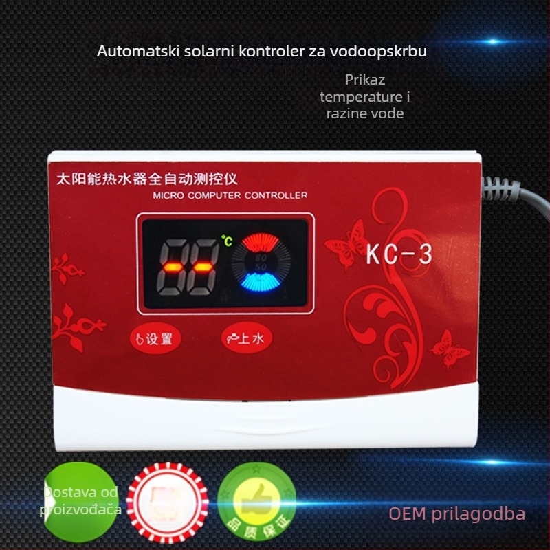 Kontroler solarnog bojlera s automatskim dopunjavanjem vode, LCD zaslon za temperaturu vode i razinu vode, model KC-3