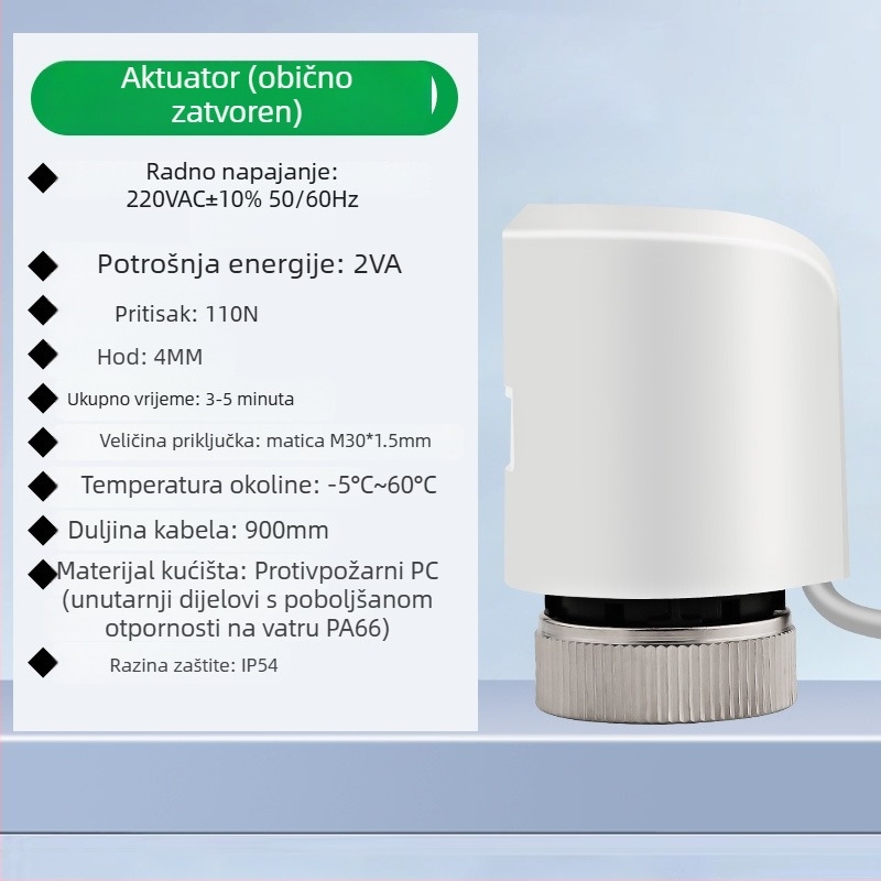 Termostatsko upravljanje podnim grijanjem s digitalnim zaslonom, inteligentni regulator temperature, tip 86; raspon temperature 5–35 °C, točnost mjerenja 2 °C, instalacija: napajanje, radno napajanje 220 V