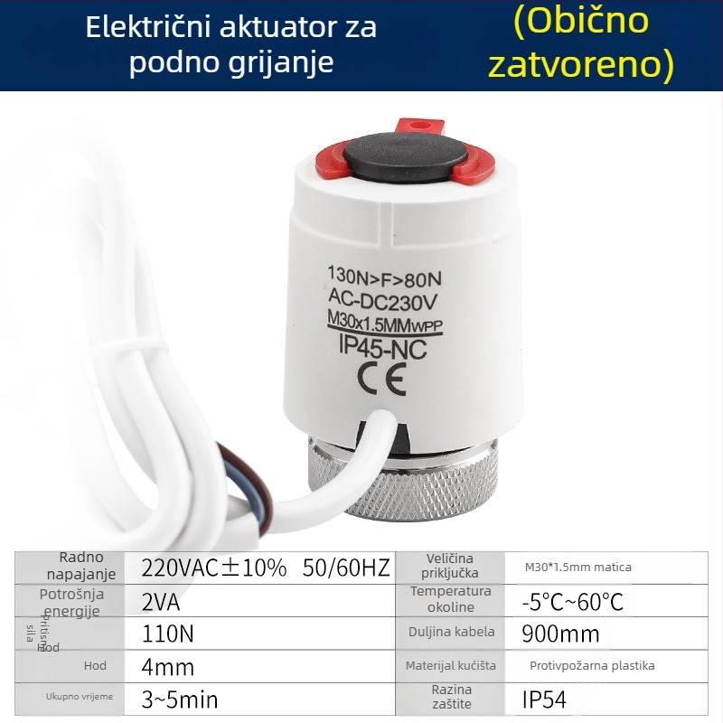 Termostatsko upravljanje podnim grijanjem s digitalnim zaslonom, inteligentni regulator temperature, tip 86; raspon temperature 5–35 °C, točnost mjerenja 2 °C, instalacija: napajanje, radno napajanje 220 V