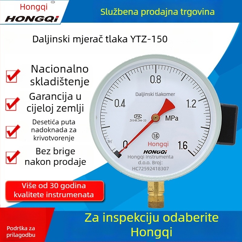 Tlakomjer s daljinskim prijenosom YTZ-150, točnost 1,6, priključak M20×1,5, nominalni promjer 150