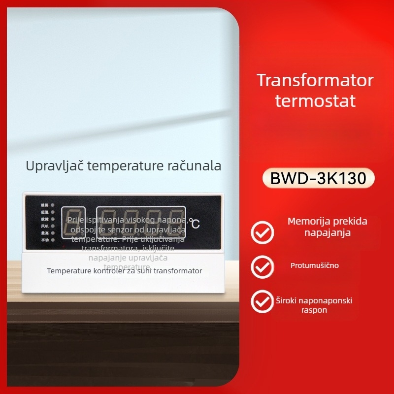 BWD-3K130A Elektronički termostat za suhi transformator s digitalnim zaslonom, ugrađena instalacija, 220V