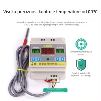 Inteligentni temperaturni kontroler s nazivnim kapacitetom 4000W, precizan prekidač za kontrolu temperature, montiran na tračnicu, podesiva temperatura