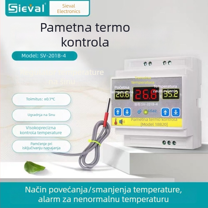 Inteligentni temperaturni kontroler s nazivnim kapacitetom 4000W, precizan prekidač za kontrolu temperature, montiran na tračnicu, podesiva temperatura
