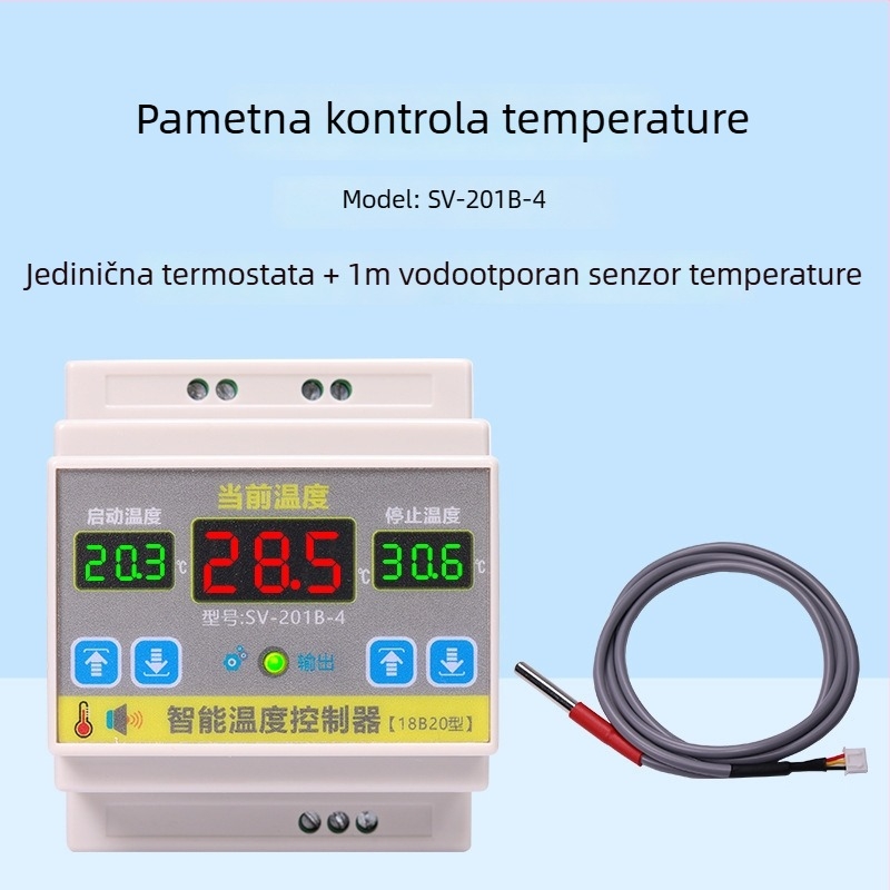 Inteligentni temperaturni kontroler s nazivnim kapacitetom 4000W, precizan prekidač za kontrolu temperature, montiran na tračnicu, podesiva temperatura