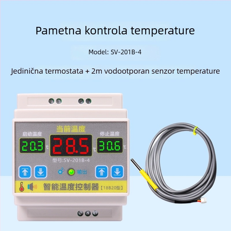 Inteligentni temperaturni kontroler s nazivnim kapacitetom 4000W, precizan prekidač za kontrolu temperature, montiran na tračnicu, podesiva temperatura