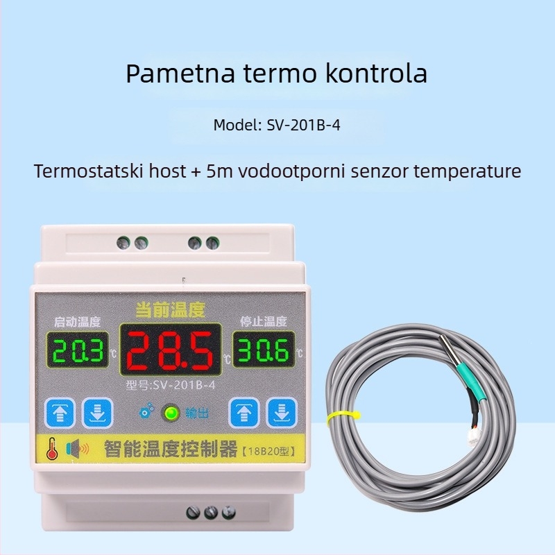 Inteligentni temperaturni kontroler s nazivnim kapacitetom 4000W, precizan prekidač za kontrolu temperature, montiran na tračnicu, podesiva temperatura