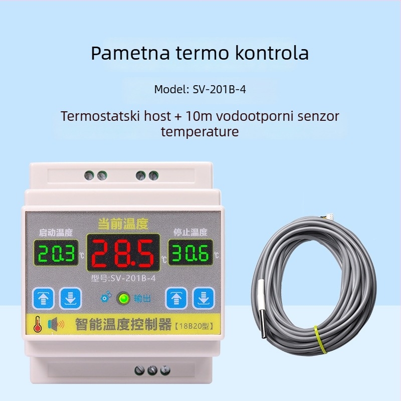 Inteligentni temperaturni kontroler s nazivnim kapacitetom 4000W, precizan prekidač za kontrolu temperature, montiran na tračnicu, podesiva temperatura