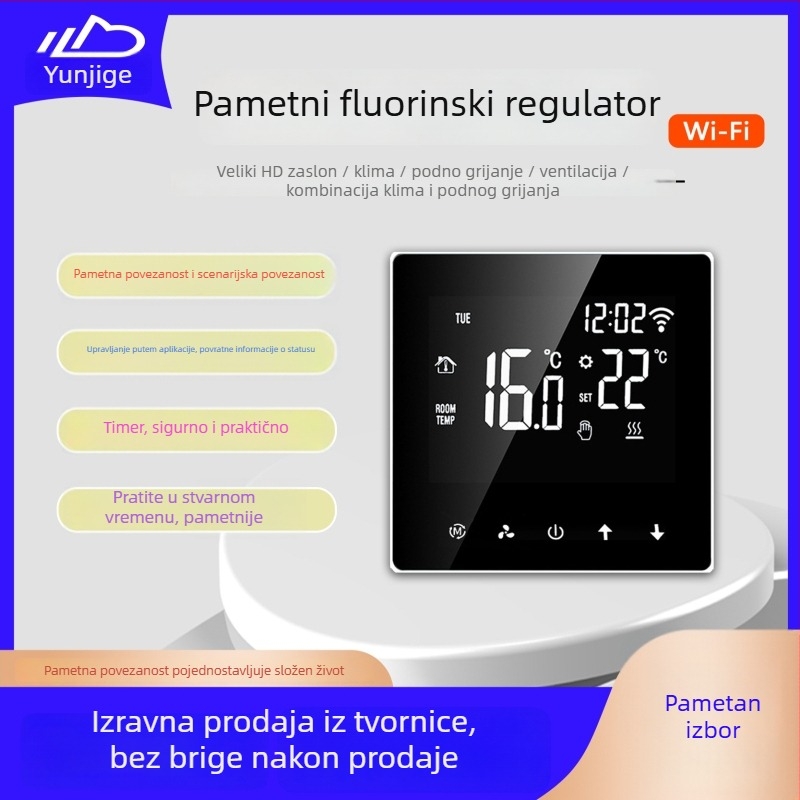 Pametni termostat za klima – panelni nosač, kontrola putem aplikacije, daljinski tajmer, glasovno upravljanje, 220V AC