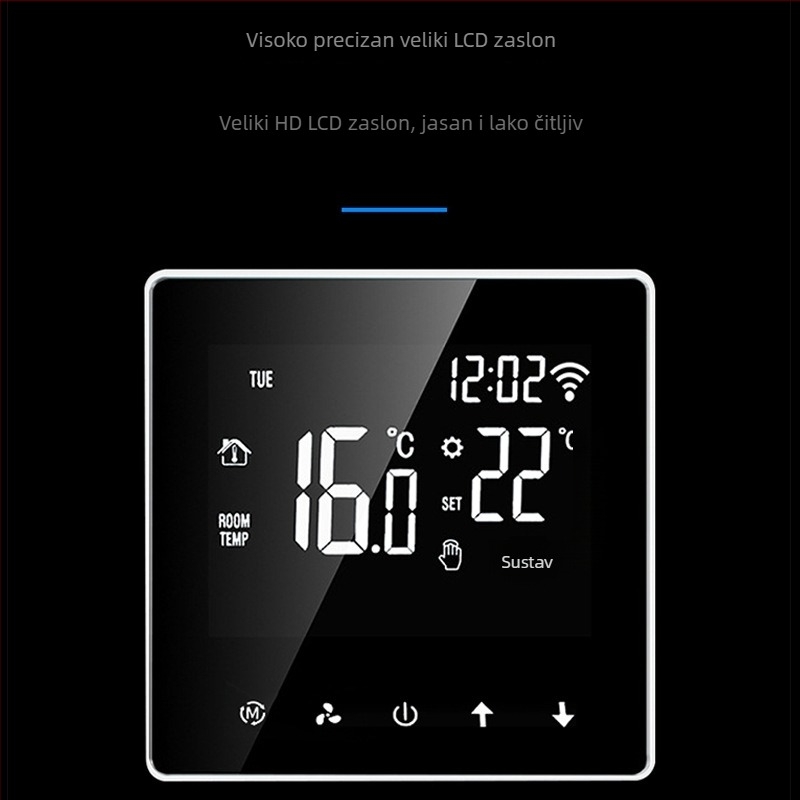 Pametni termostat za klima – panelni nosač, kontrola putem aplikacije, daljinski tajmer, glasovno upravljanje, 220V AC