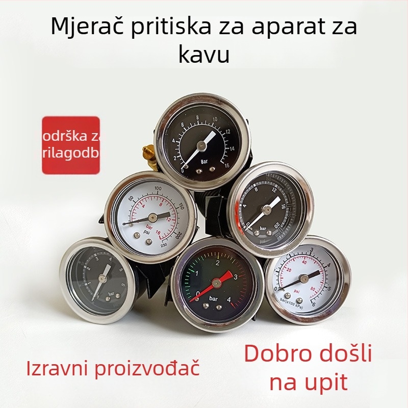 Precizan manometar za aparat za kavu s kapilarnim cijevima; Priključak: kapilarna cijev; Raspon mjerenja: 0-2.5 bar; Točnost: 2.5; Temperatura okoline: 0-150 °C