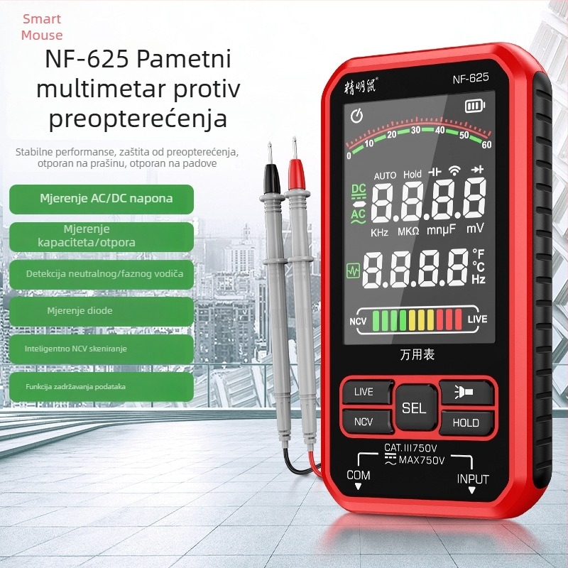 NF-625 digitalni multimetar, visoka preciznost, potpuno automatski, zaštita od pregrijavanja, digitalni zaslon