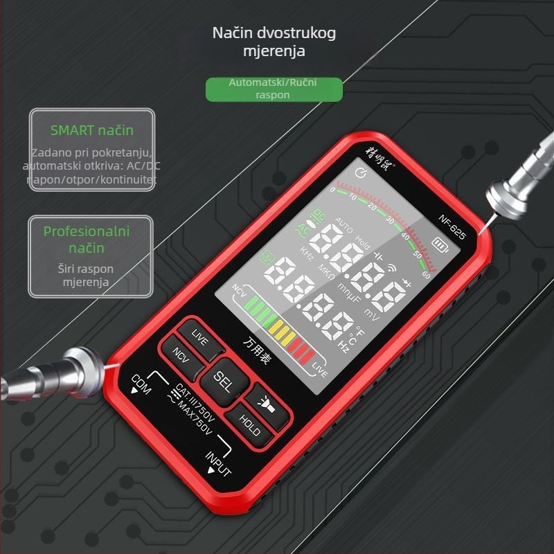 NF-625 digitalni multimetar, visoka preciznost, potpuno automatski, zaštita od pregrijavanja, digitalni zaslon
