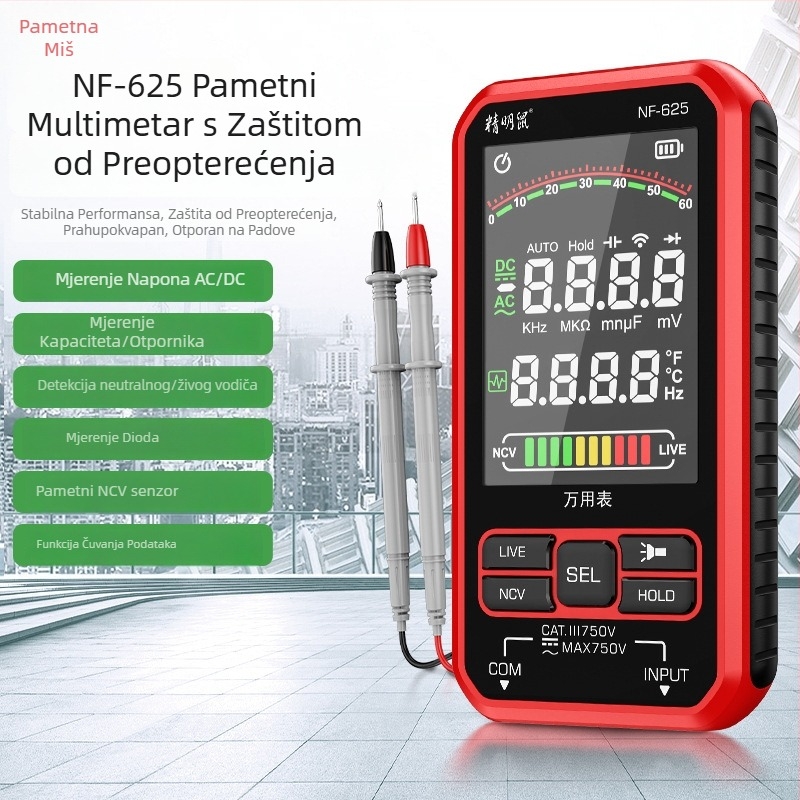 NF-625 digitalni multimetar, visoka preciznost, potpuno automatski, zaštita od pregrijavanja, digitalni zaslon