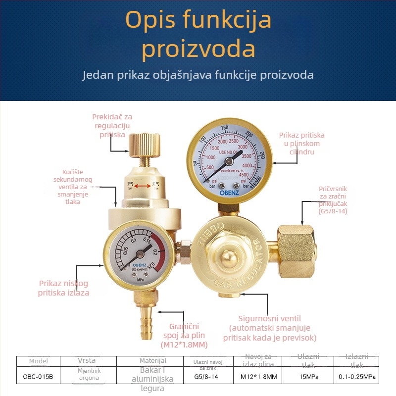 Argon arc varenje stroj s regulatorom uštedje plina i manometrom OBC-015B