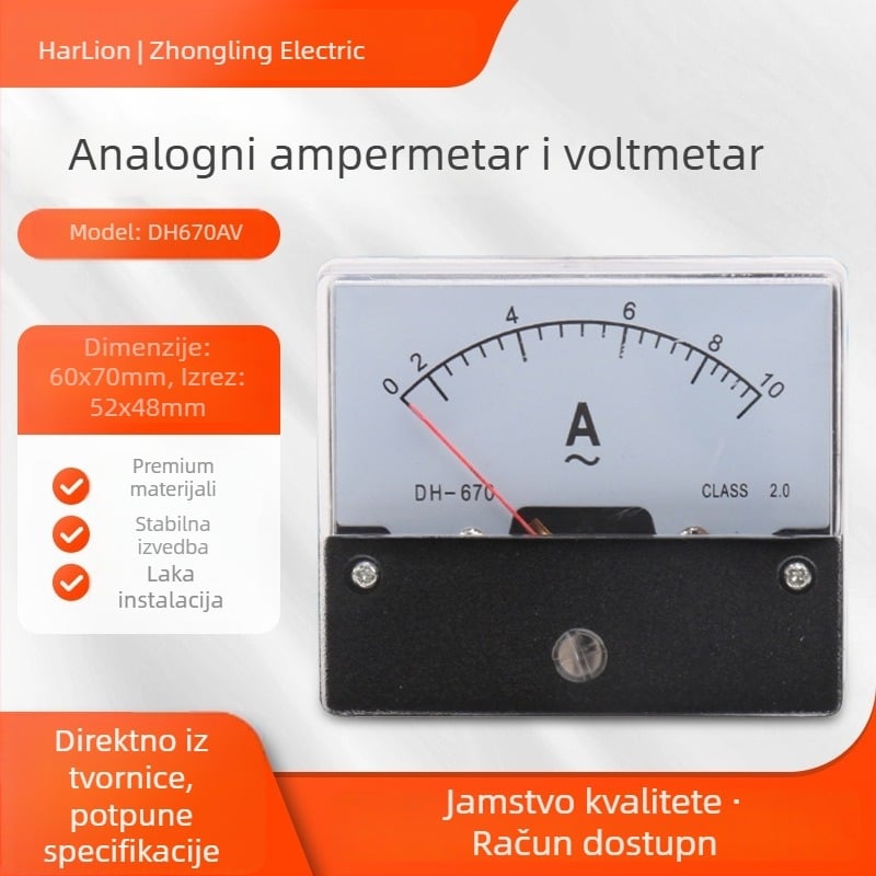DH670 Analogni AC mjerač struje i napona, Direct-Through, AV tip, indikator preopterećenja