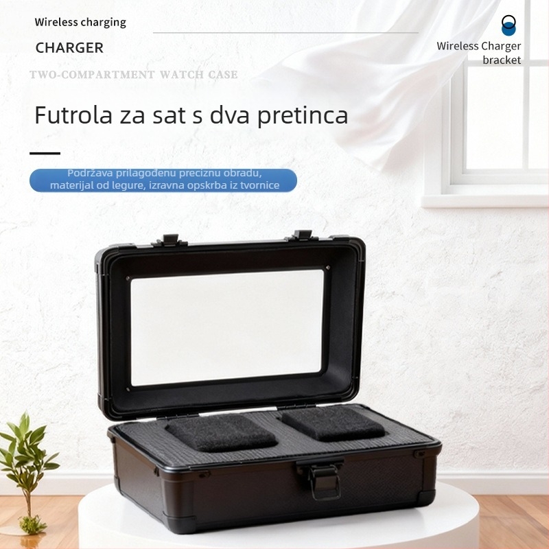 Kutija za satove od aluminijske legure, prijenosna stolna kutija s dvije pretince