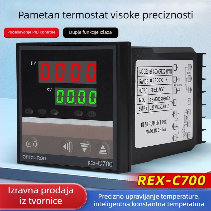 PID regulator temperature s digitalnim zaslonom, modeli Rex-C100/Rex-C400, OMPURON, 220V, panelna montaža, za grijanu cijev