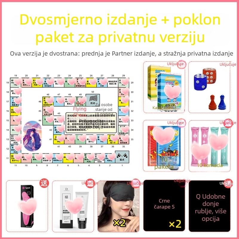 Intimna igra za parove za spavaću sobu: privatna verzija s BDSM temom, za odrasle, uzrast 36–60, uključuje vrećicu za pohranu